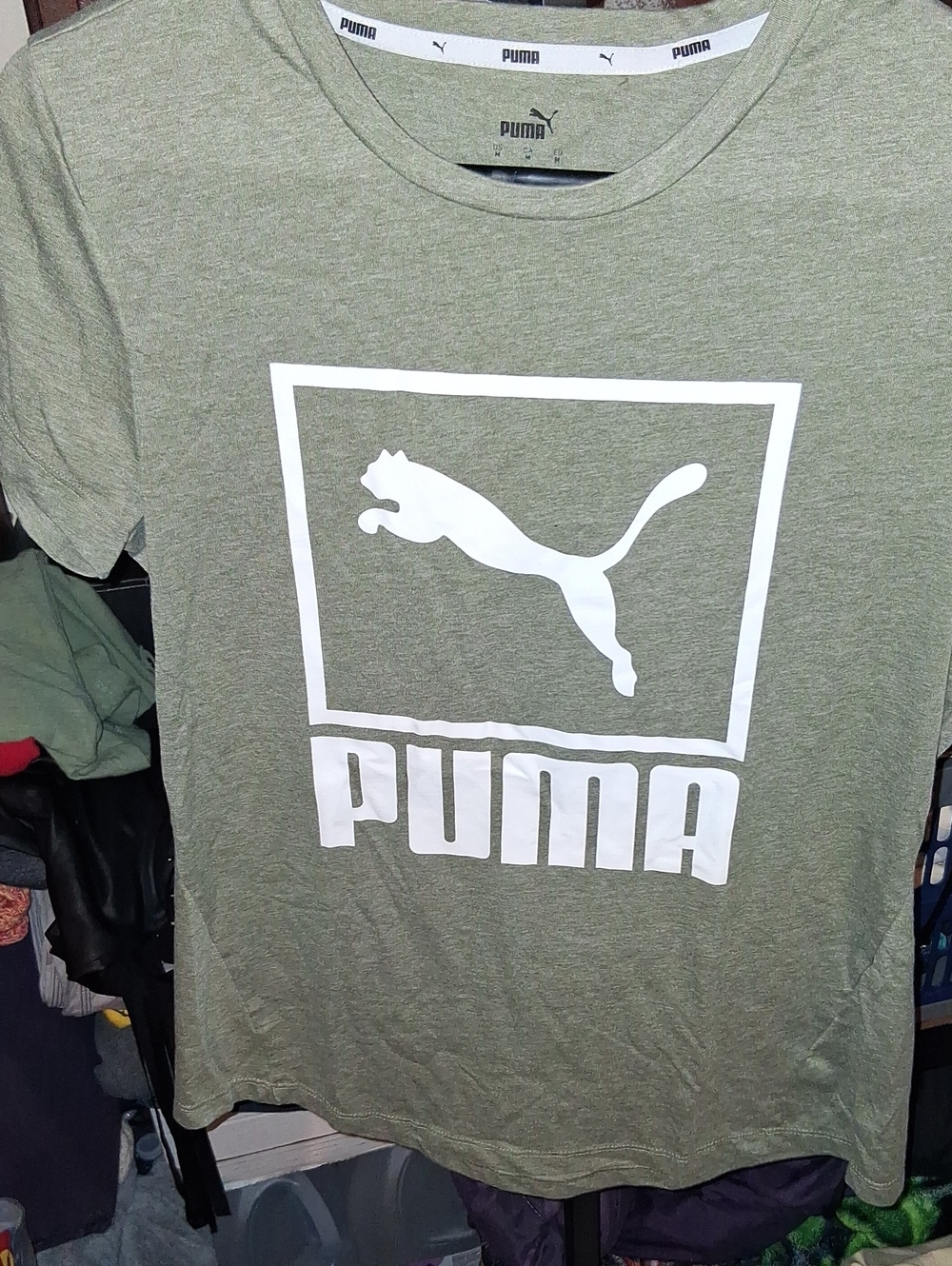 Puma Olive Green Pet Tee with White Logo